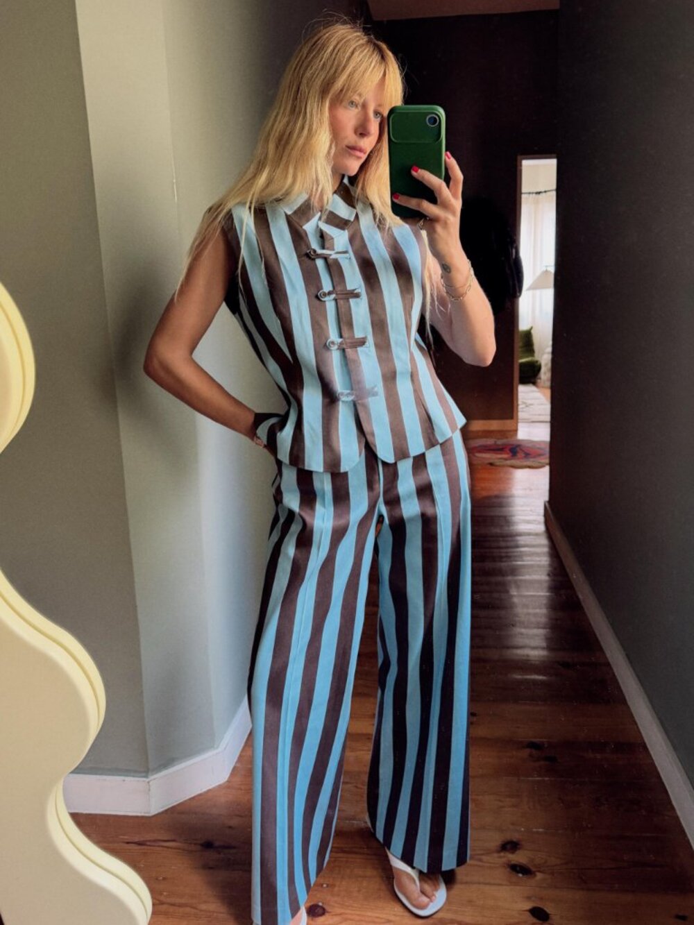 Zara Striped Blue & Brown Set in Medium